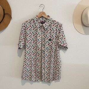 BURLEBO Men's Red and Blue Patterned Casual Shirt